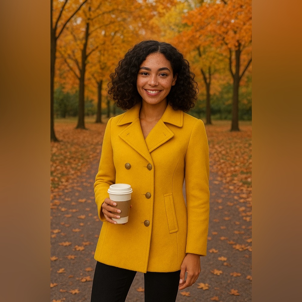 J. Crew Yellow Coat with Chain Detail